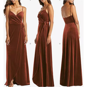 NWT After Six Velvet Wrap Maxi Dress in Auburn Moon